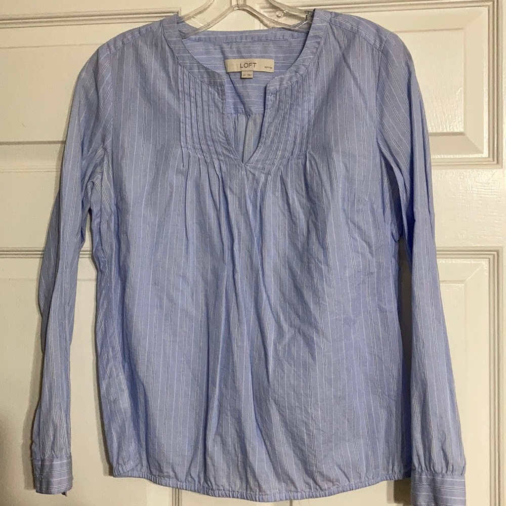 Loft light blue and white ladies top
